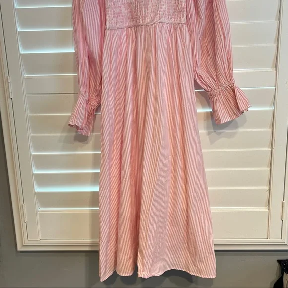 Elizabeth Wilson Designs Striped Square Neck Maxi Dress Pink White Size XS - Picture 5 of 7